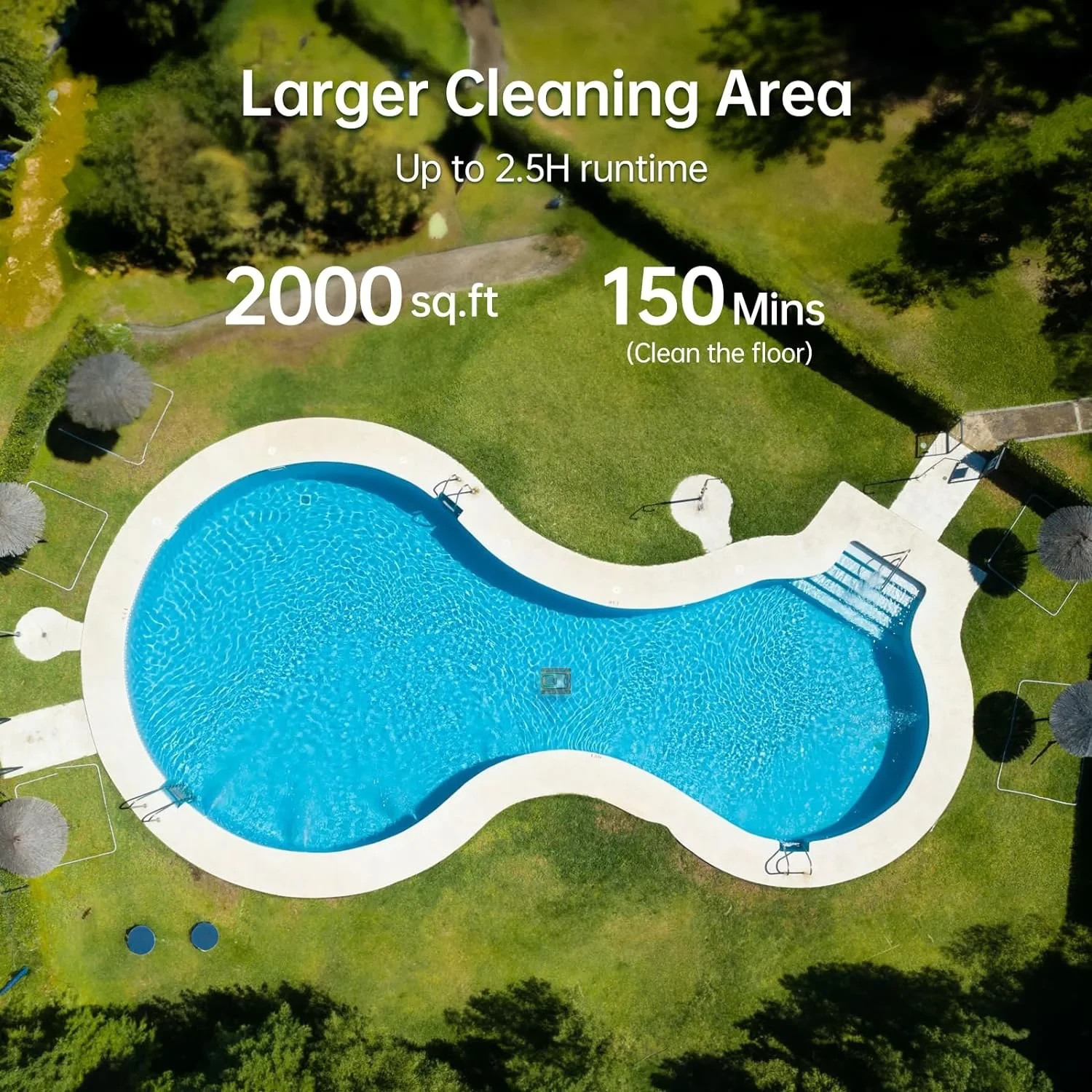 Seauto Cordless Robotic Pool Cleaner 45000Pa Sonar Navigation Wall Climbing APP