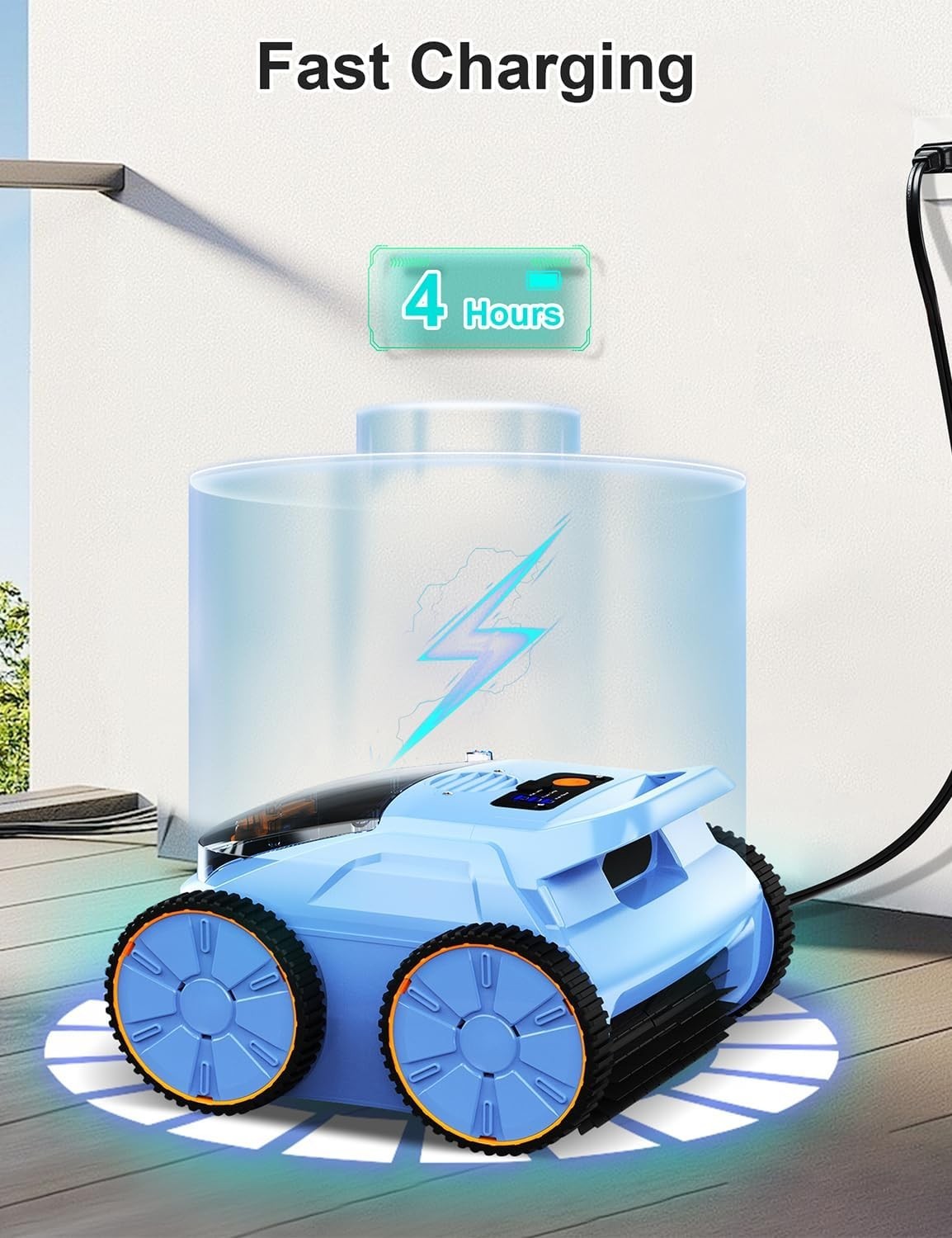 Robotic Pool Cleaner for Inground Pools Cordless Floor/Wall/Waterline Cleaning