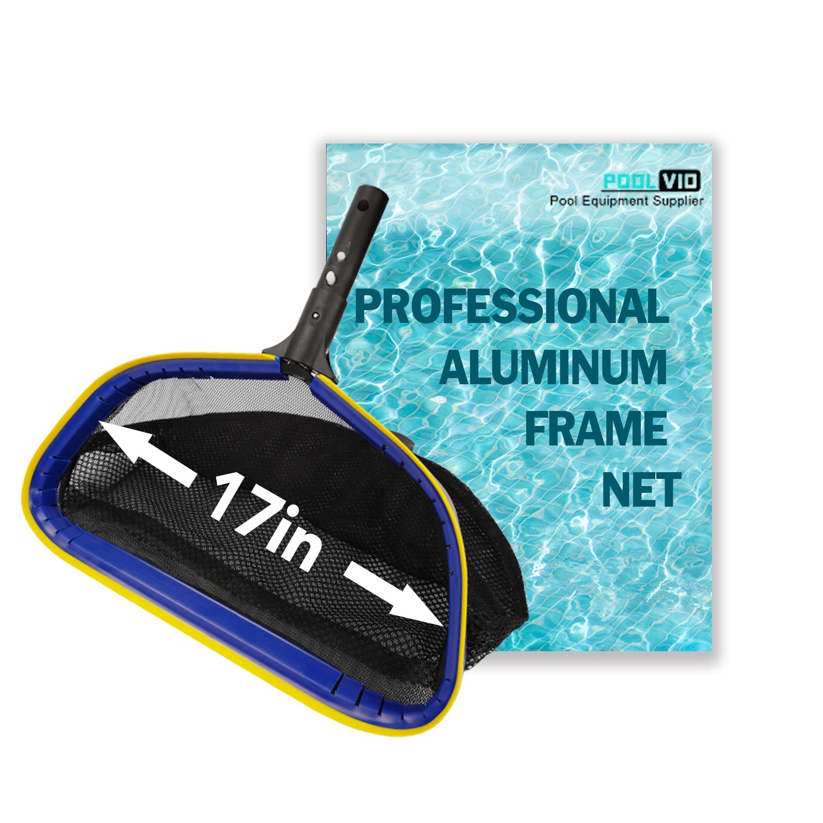Pool Deep Skimmer Net with 3ft – 10ft 1.0mm Thick Adjustable Aluminum Pole & …