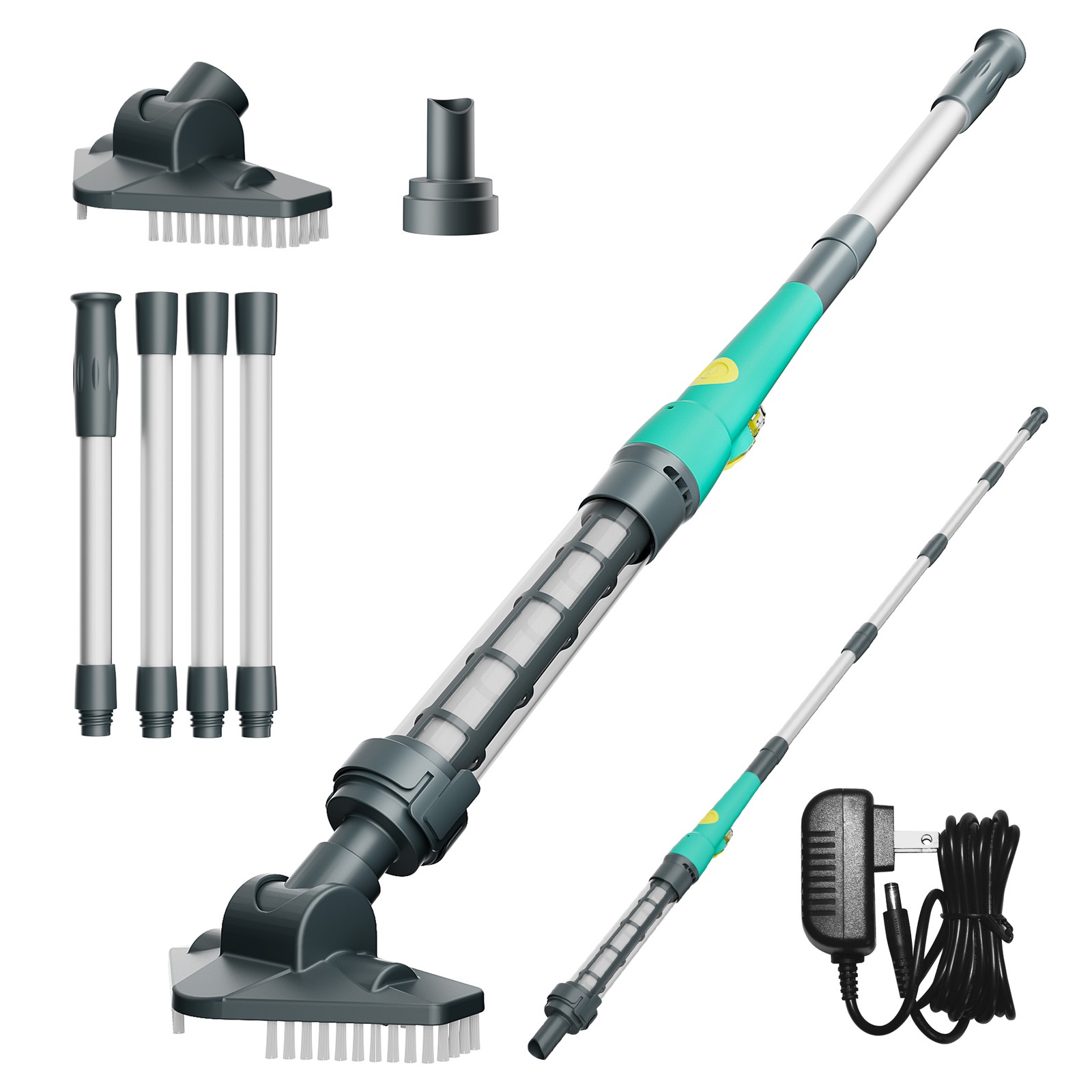 Handheld Pool Vacuum Portable Cordless Rechargeable Swimming Pool Cleaner + Pole