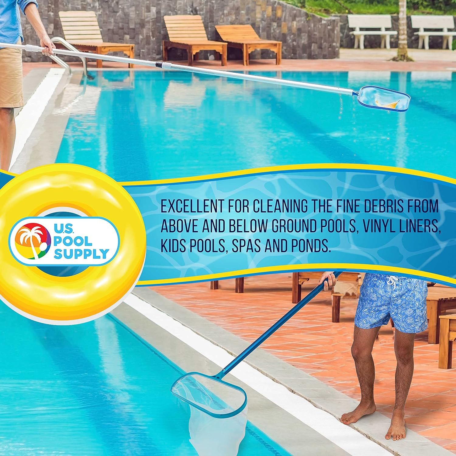 U.S. Pool Supply Professional Swimming Pool Leaf Skimmer Net and Leaf Rake Net S