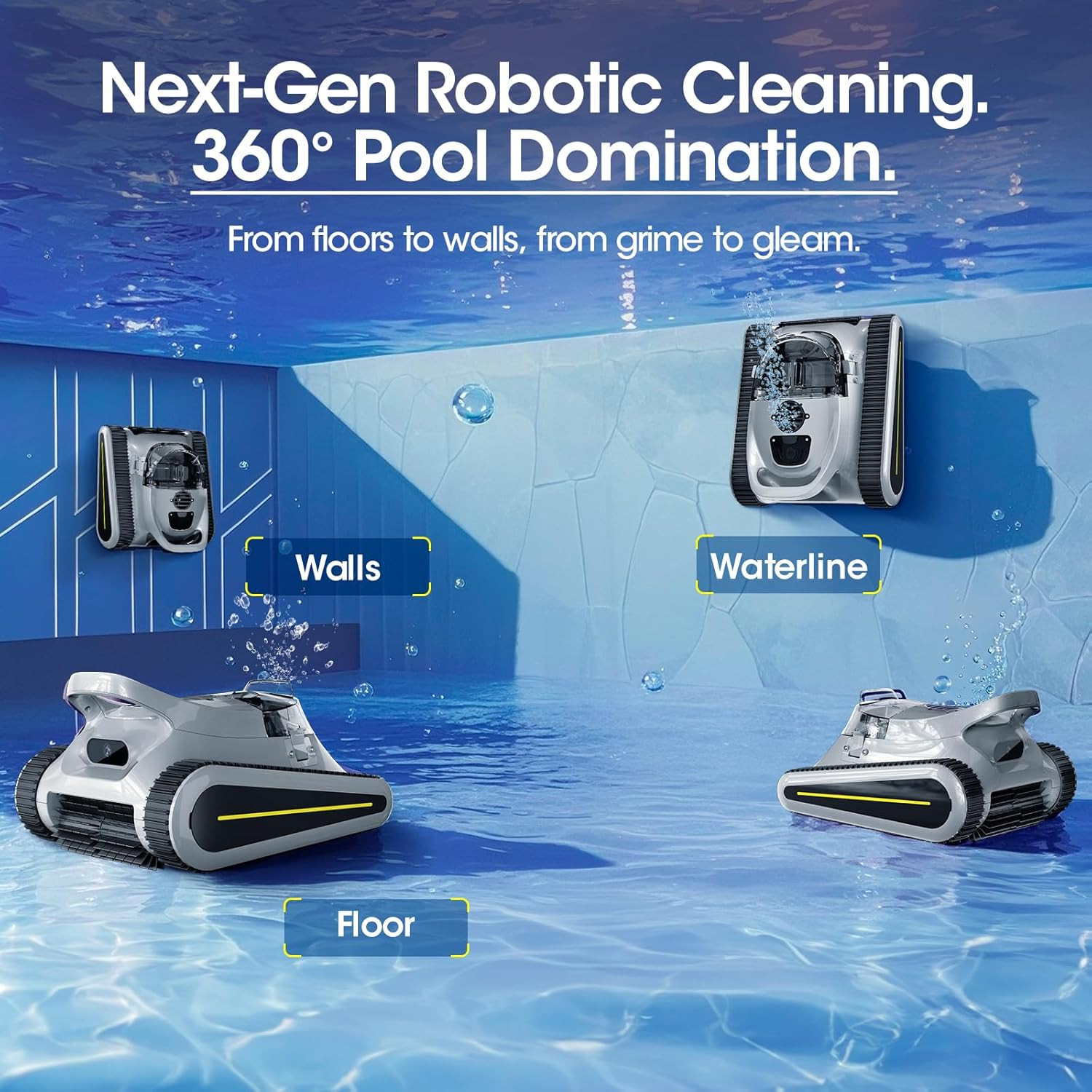 Automatic Pool Vacuum Robotic Pool Cleaner 3 Cleaning Modes to 2150 Sq. Ft