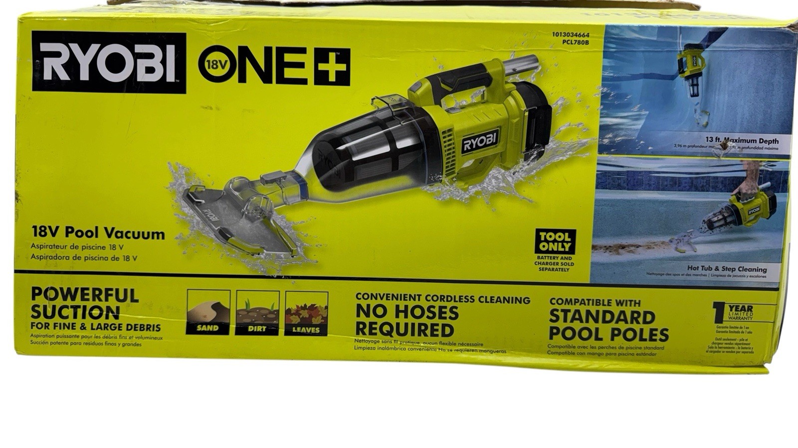 Ryobi ONE+ 18V Handheld Underwater Pool Vacuum PCL780B Used