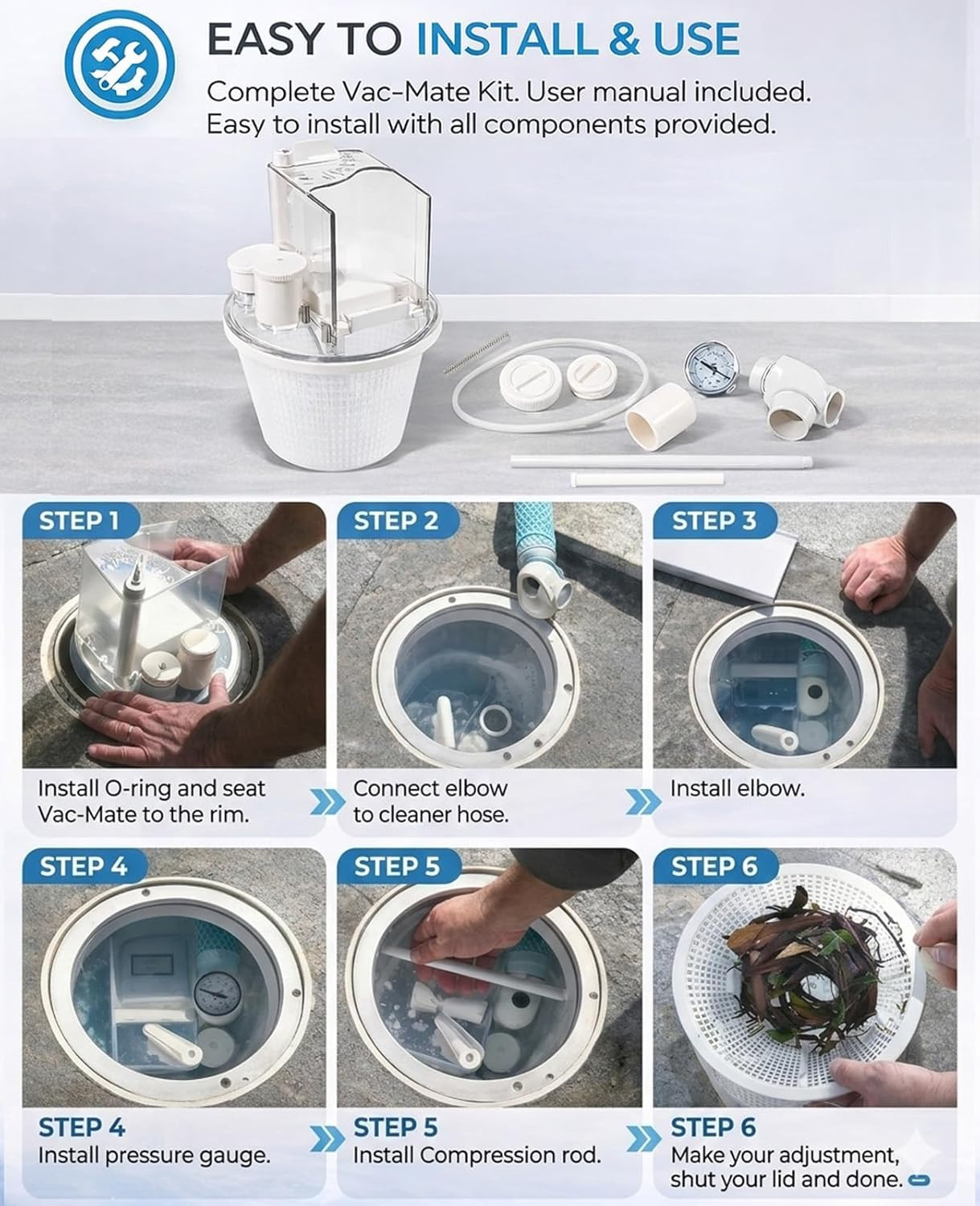 R211100 Vac-Mate Pool Cleaner Dispenser Box – Multi-Function Vacuum Skimmer Atta
