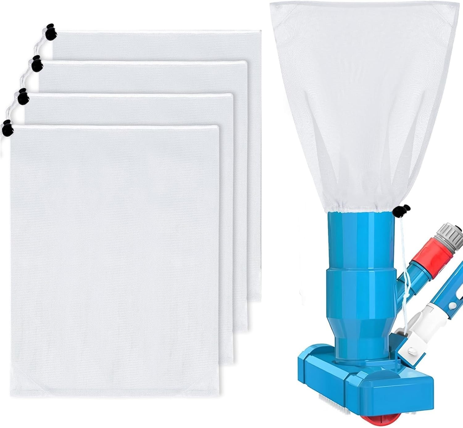 4 Pack XL Pool Vacuum Mesh Replacement Bags, White 18.5″ x 16.5″ Leaf Bag | R…