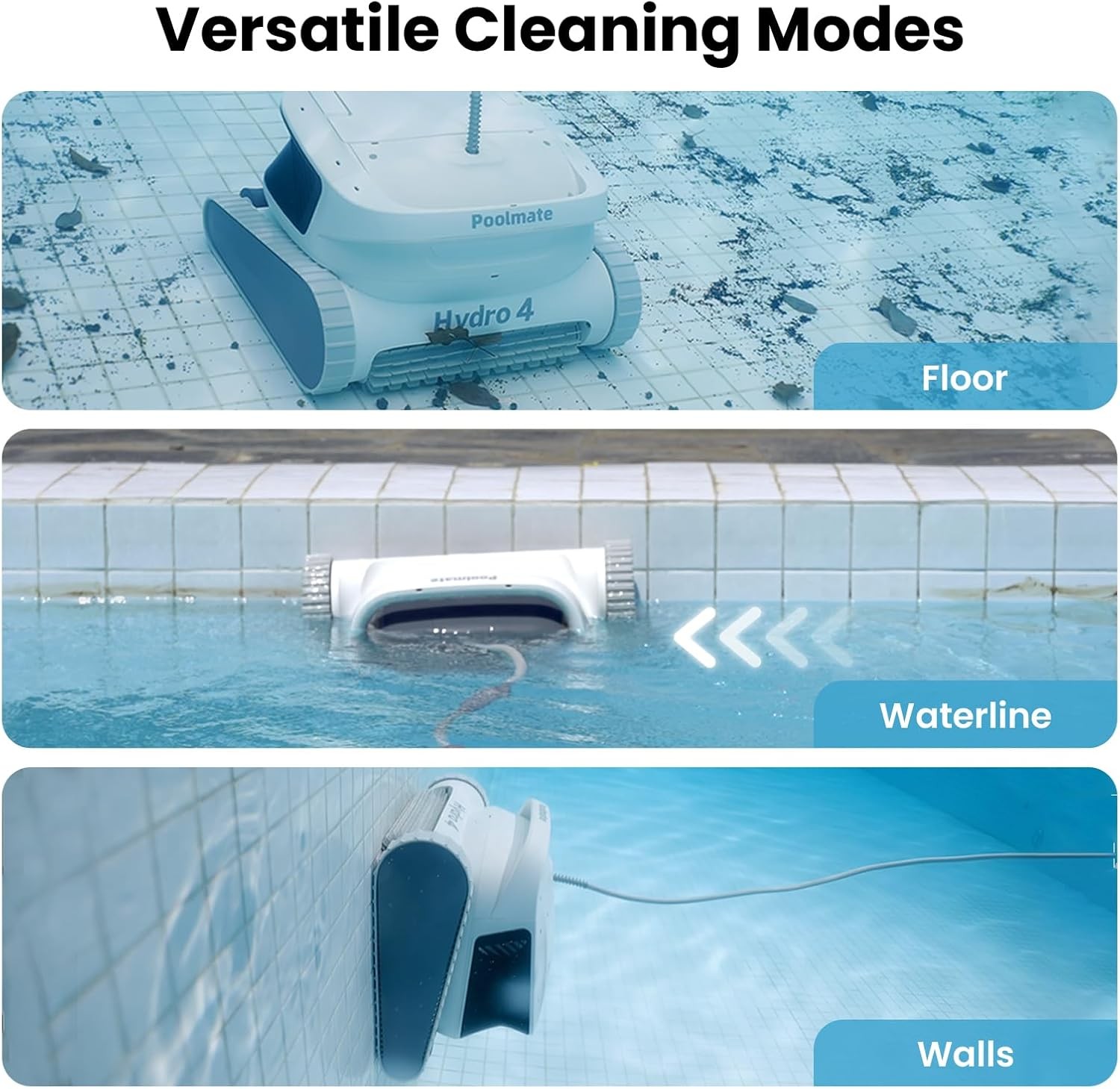 Chasing Hydro 4 Inground Pool Vacuum Cleaner | 50ft Corded for Floor, Wall Clean