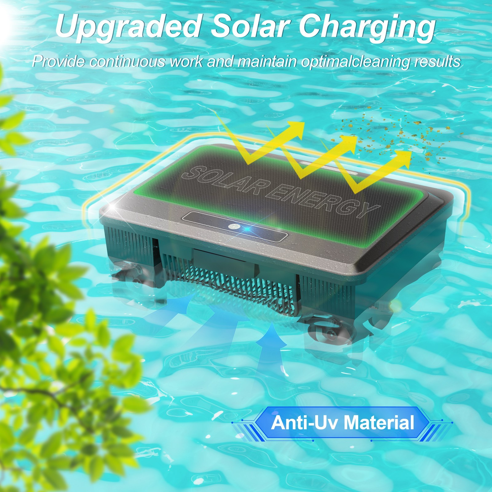 Robotic Pool Vacuum Cleaner, Solar Pool Skimmer for Inground Above Ground Pools
