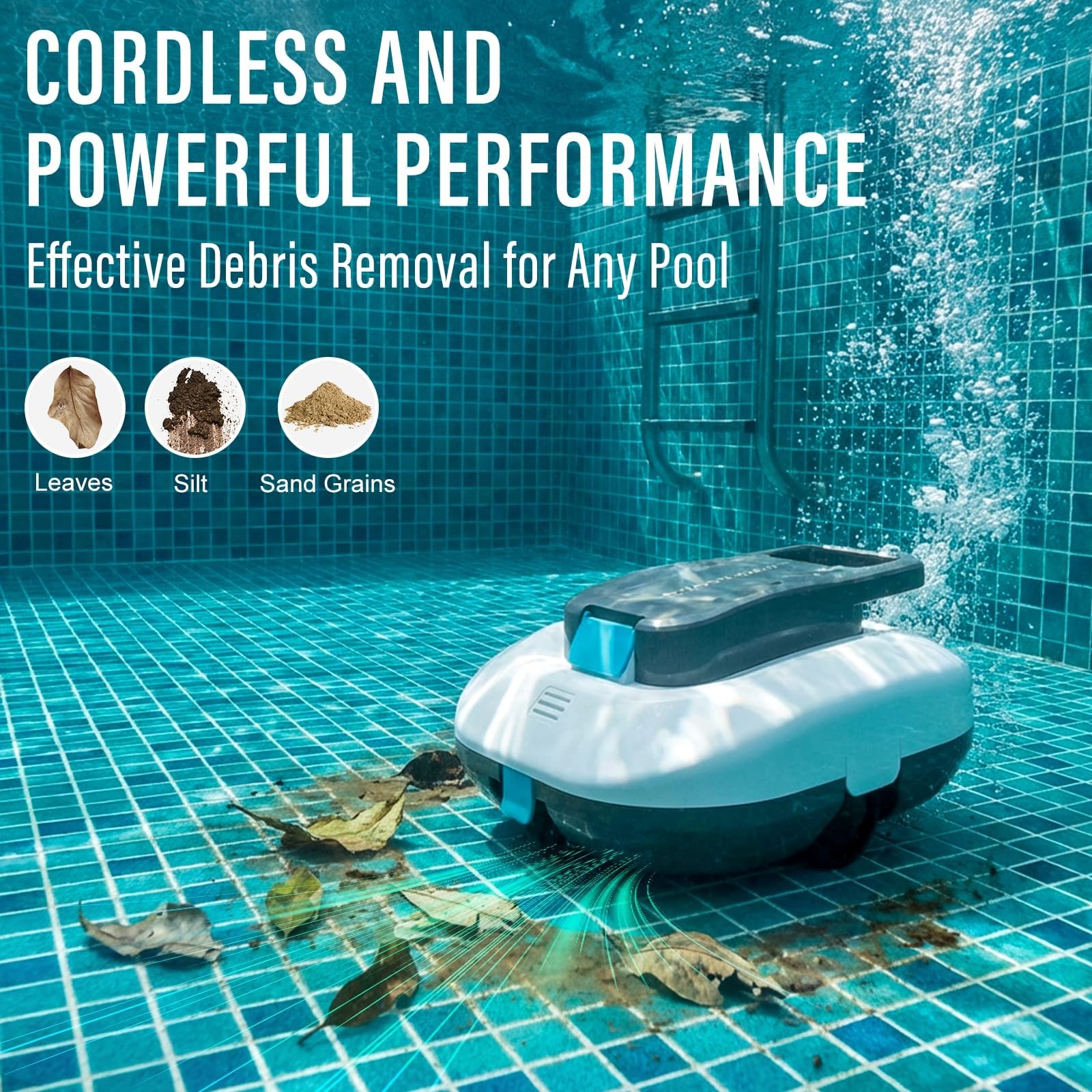 STARRYBOT Cordless Robotic Pool Cleaner with Dual high-Efficiency MINI, white