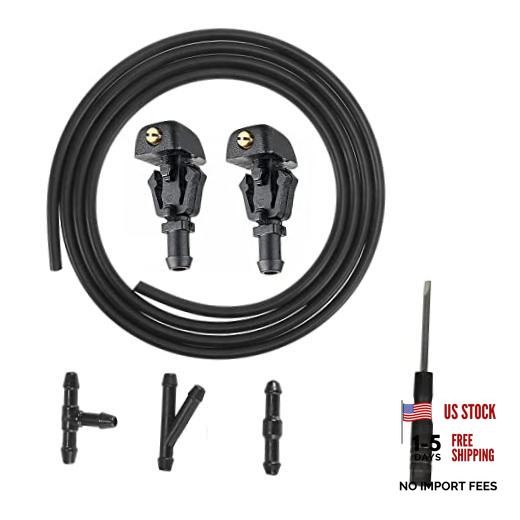 Windshield Washer Nozzles Kit with Washer Jet and Fluid Hose with Connector