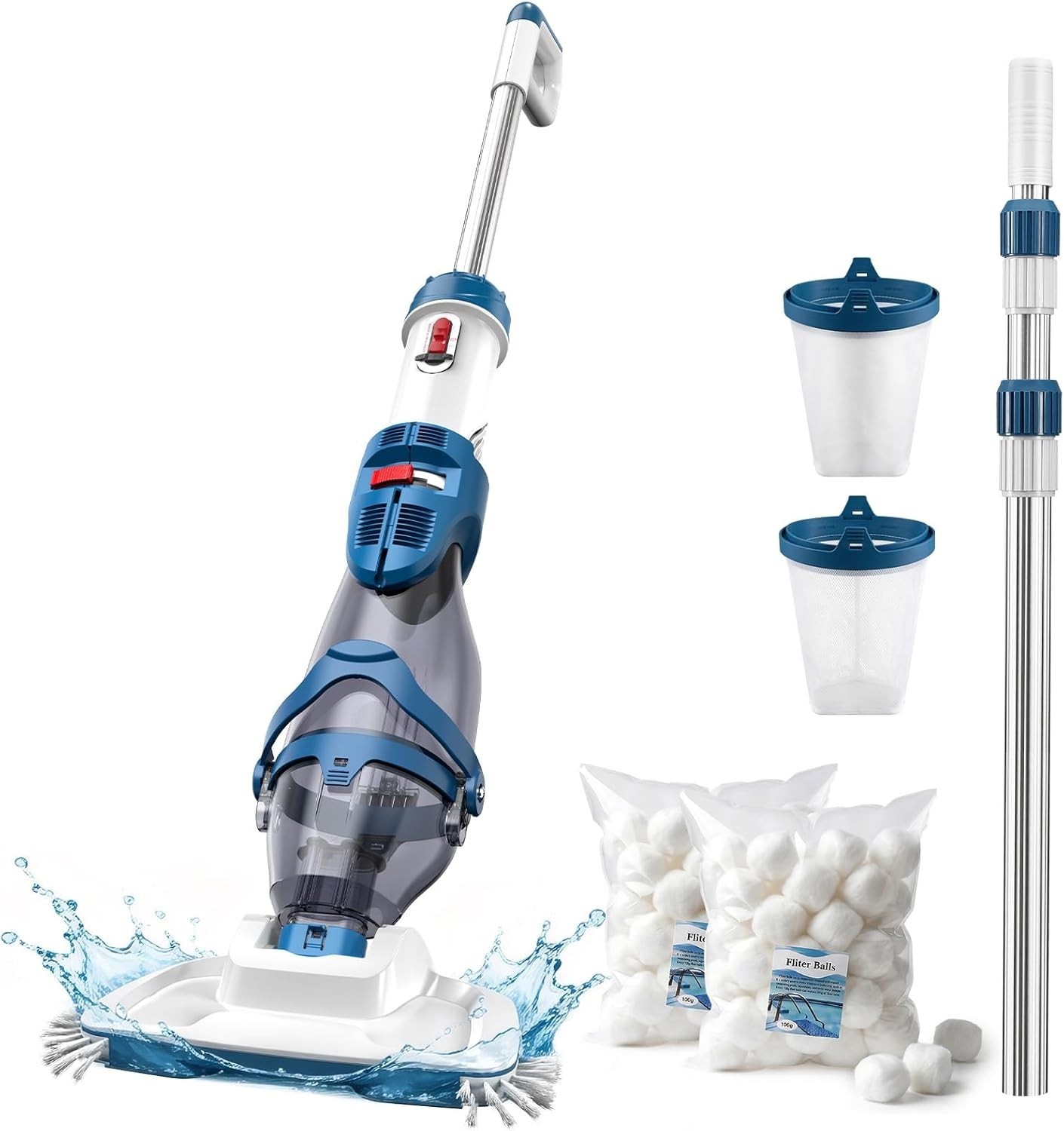 Upgraded Dual Mode Pool Cleaner – 1 Hour Runtime, 4 Filter Units, Effortless Use