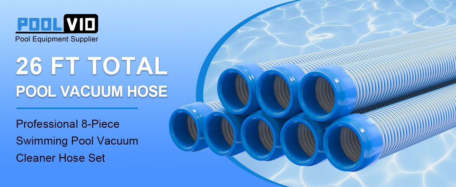 (8-Pack) 1.5″ Pool Vacuum Hoses, 26 Total Feet, for Inground Automatic Cleaners