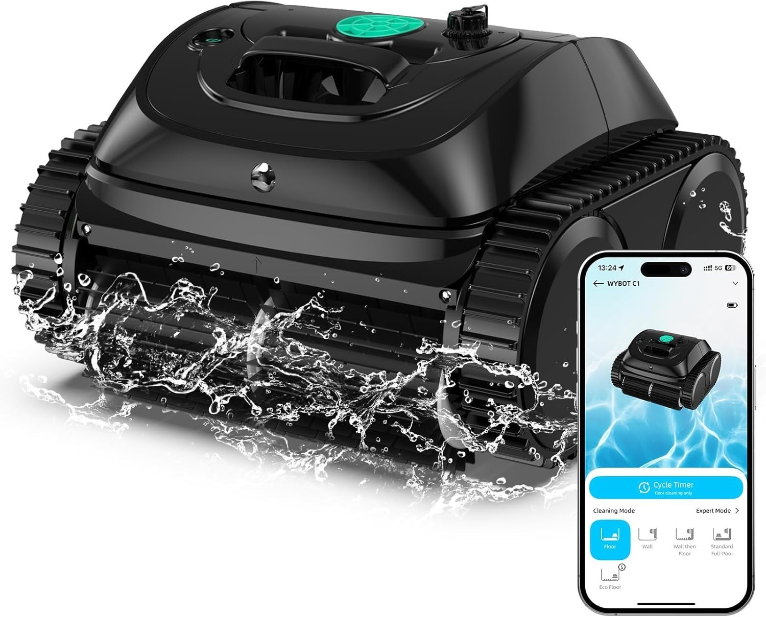 WYBOT C1 Wall Climbing Pool Cleaner Cordless Robotic Pool Vacuum In-Ground Pools