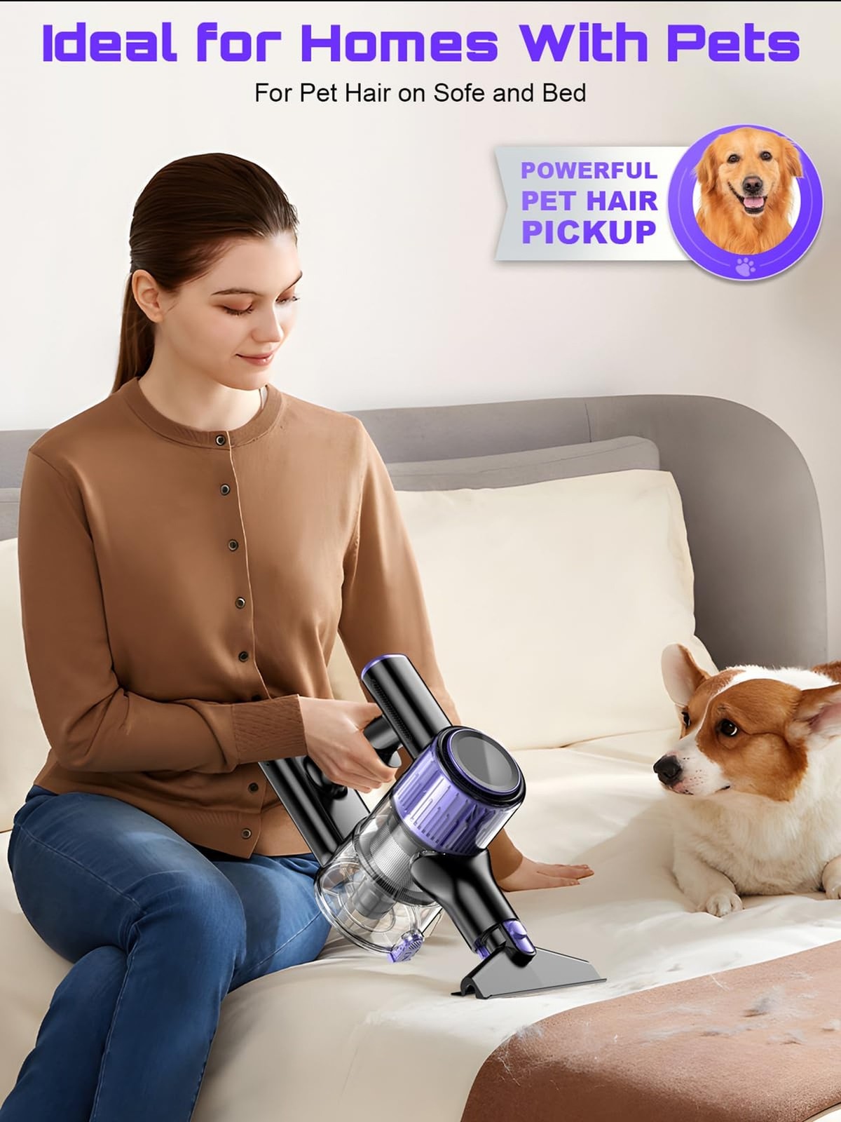 Cordless Vacuum Cleaner, 10 in 1 Stick Vacuum with Powerful Suction, Hose, Gr…