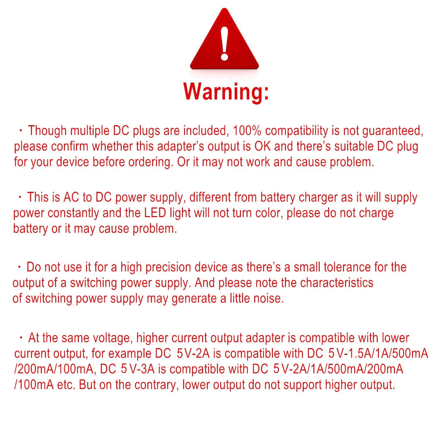 Universal 5V 3A Ac Adapter DC5V Power Supply Charger with 11 DC Plug Tips AC120V