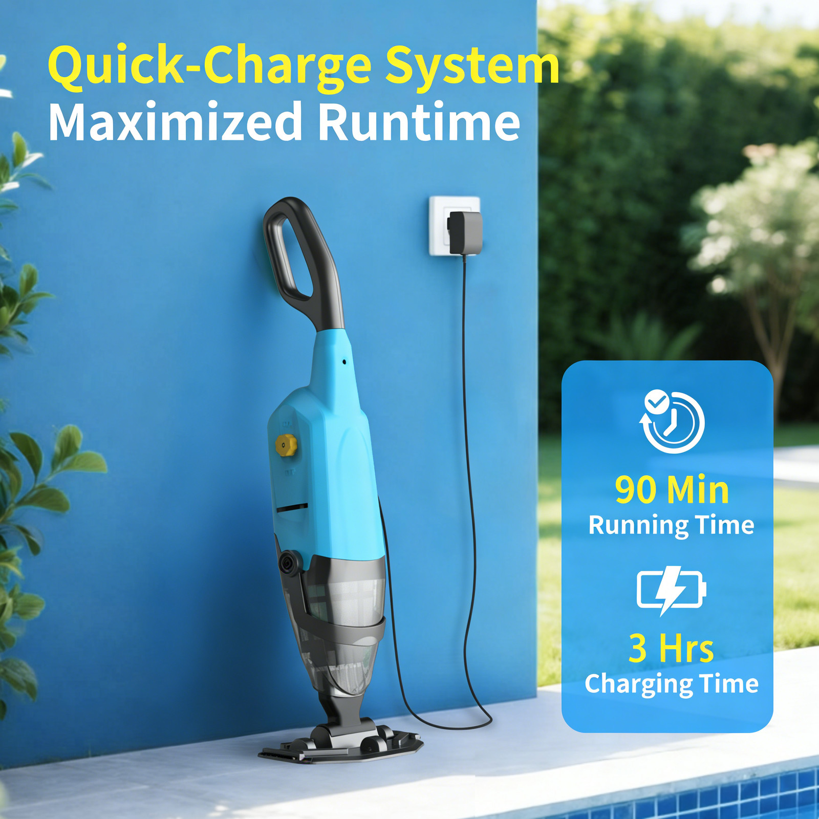 Rechargeable Pool Vacuum Handheld Pool Cleaner Cordless with Telescopic Pole