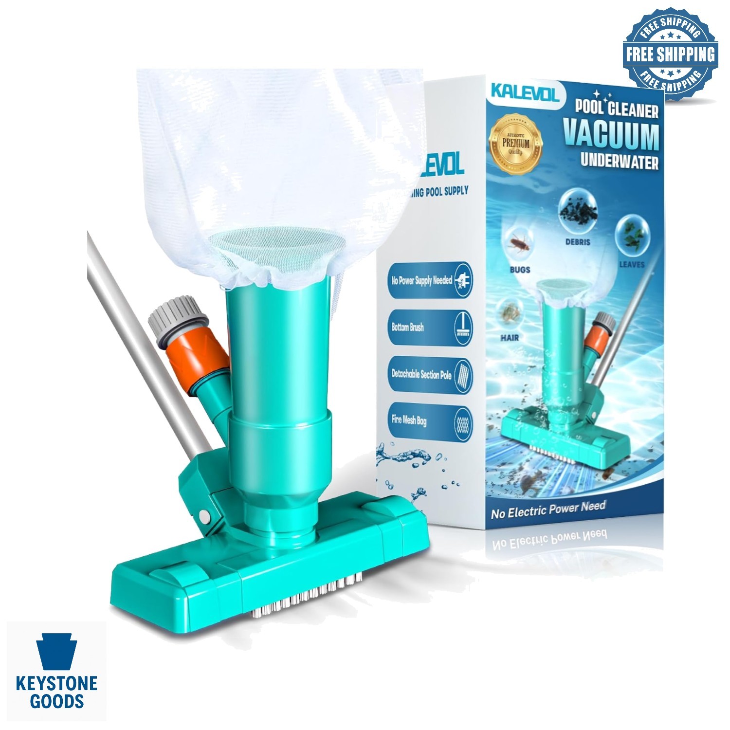 Light Green Manual Pool Vacuum Cleaner for Above Ground & Inground Pools