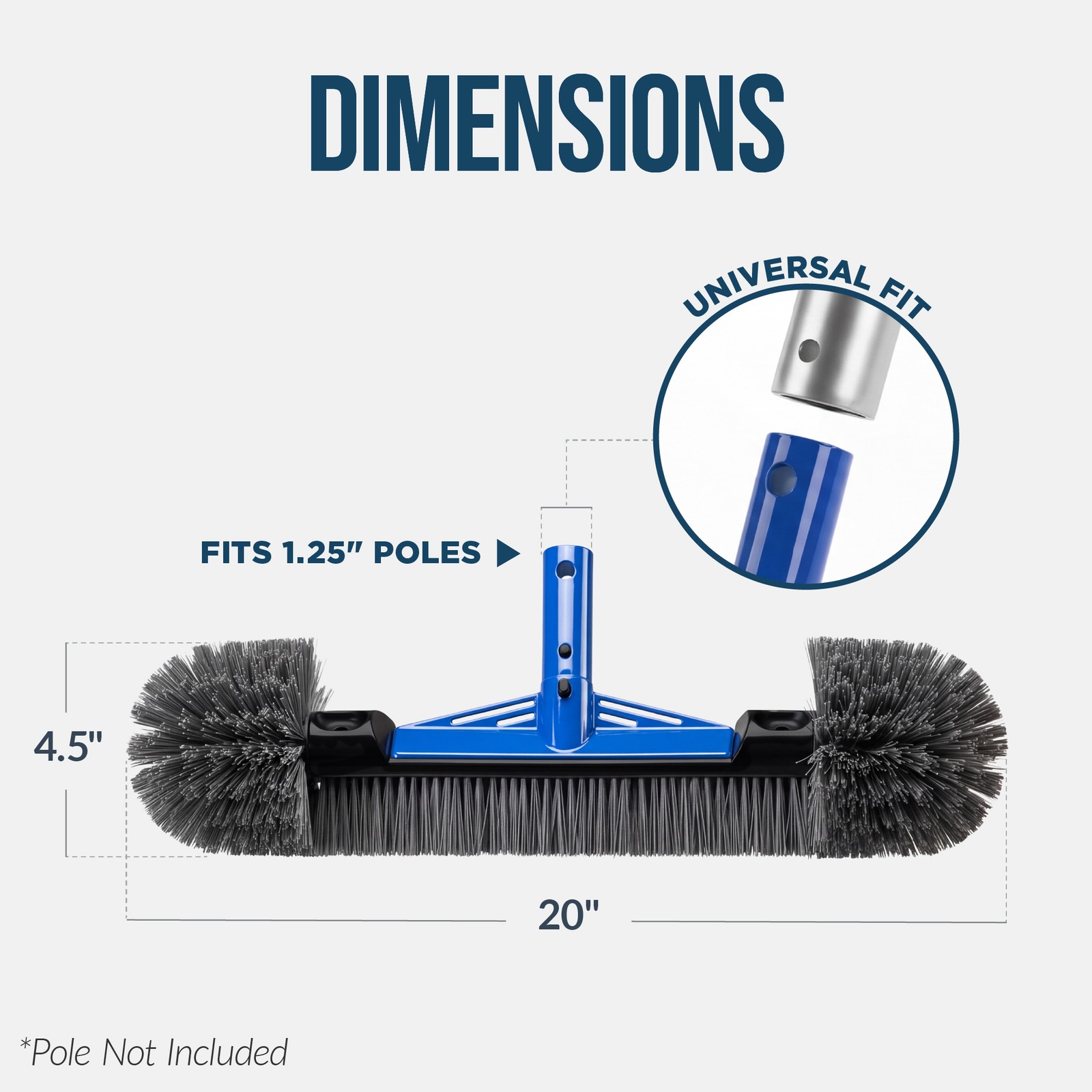 Best Choice Products 20″ Heavy-Duty Pool Brush Head – Wall & Floor Cleaner