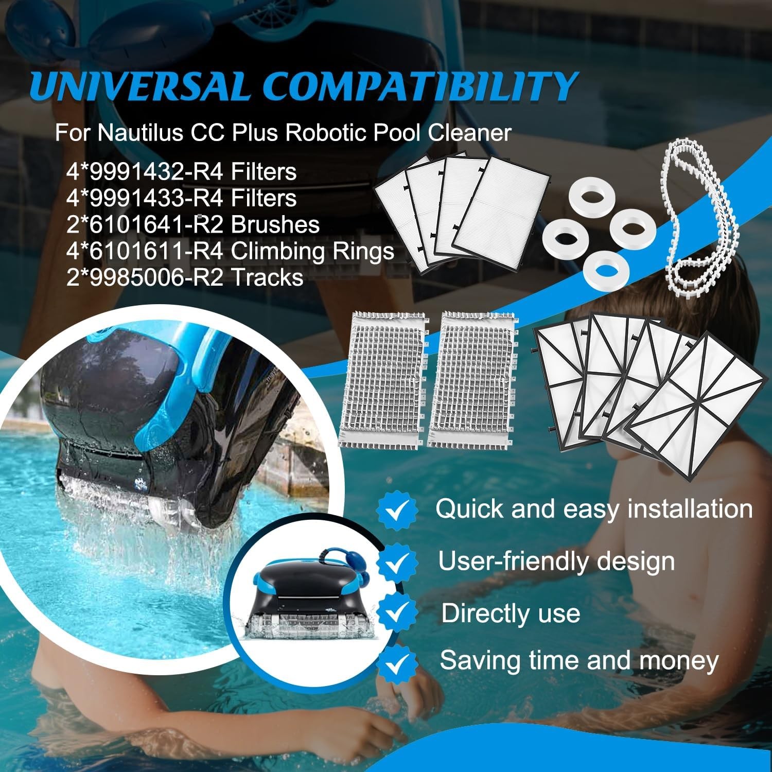 Tune-up Kit for Maytronics Dolphin Nautilus CC Plus Robotic Pool Cleaner Incl…