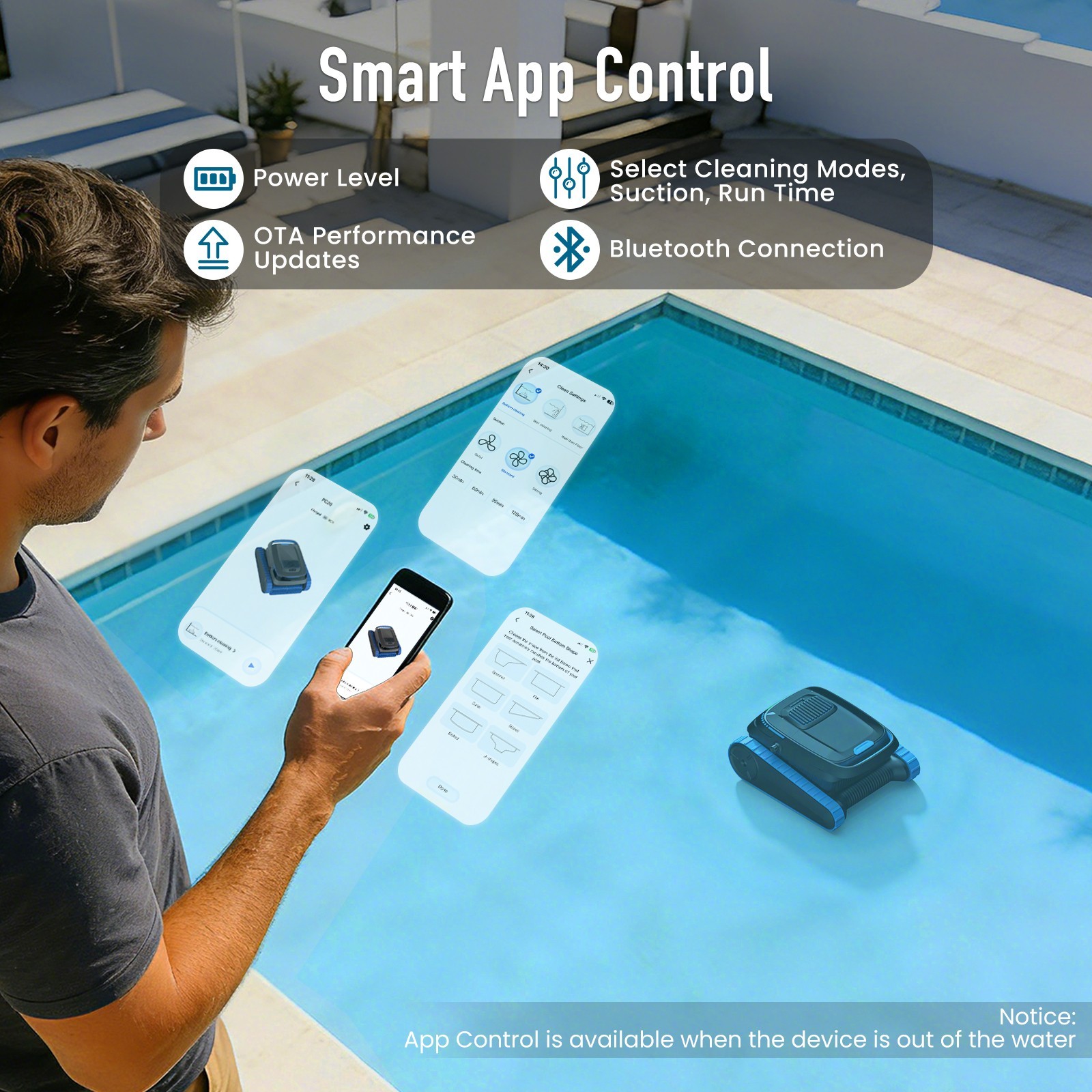 AIRROBO CP40 Cordless Robotic Pool Cleaner Robot Vacuum Automatic APP Control