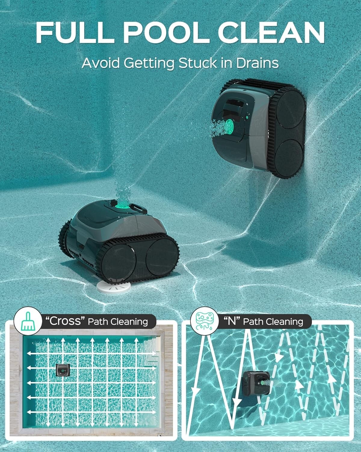 WYBOT C1 Pool Robot Vacuum, Smart APP Support, Auto Wall & Waterline Cleaning