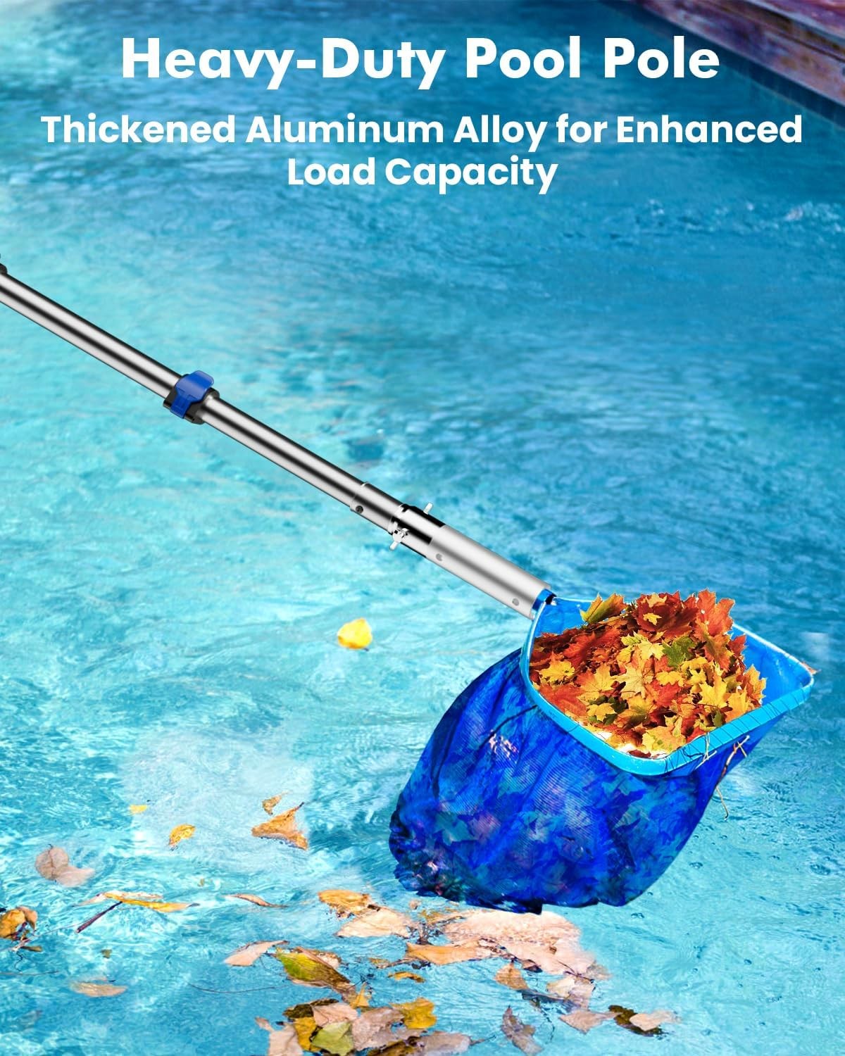 Pool Pole Telescopic 16FT Heavy Duty Upgraded Aluminum, 16 Ft Extension/Exten…