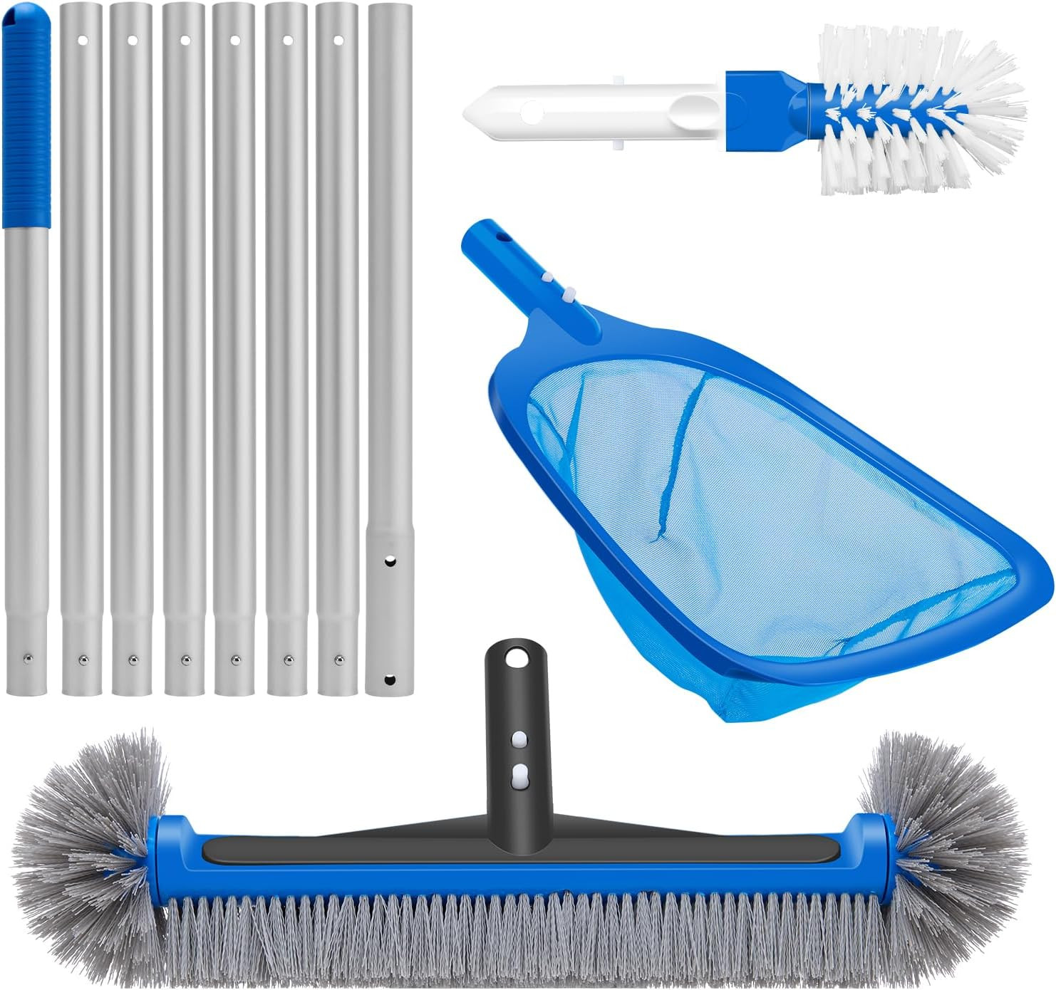 4-In-1 Deluxe Pool Cleaning Kit, Pool Cleaning Tools with 10Ft Adjustable Pole,