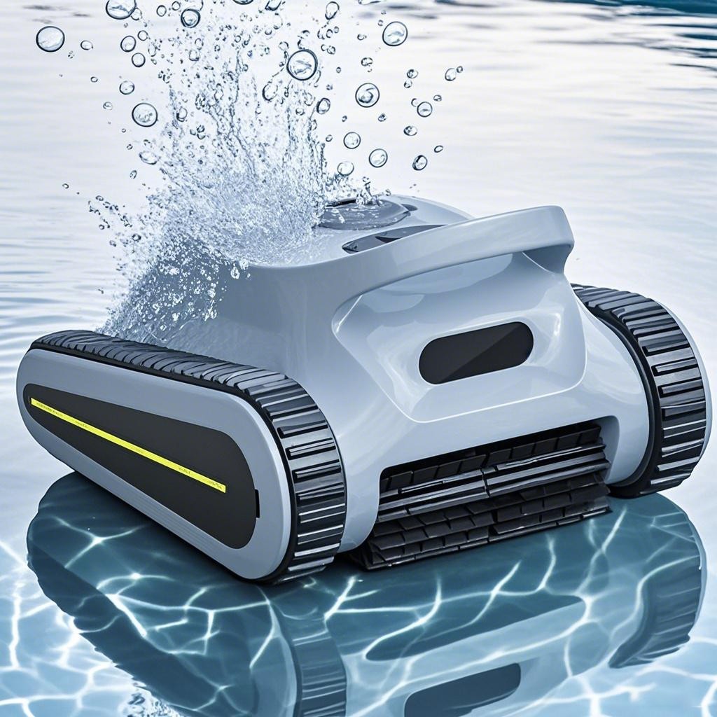 Cordless Robotic Pool Cleaner for Swimming Pools Wall Climbing Scrubber Brush