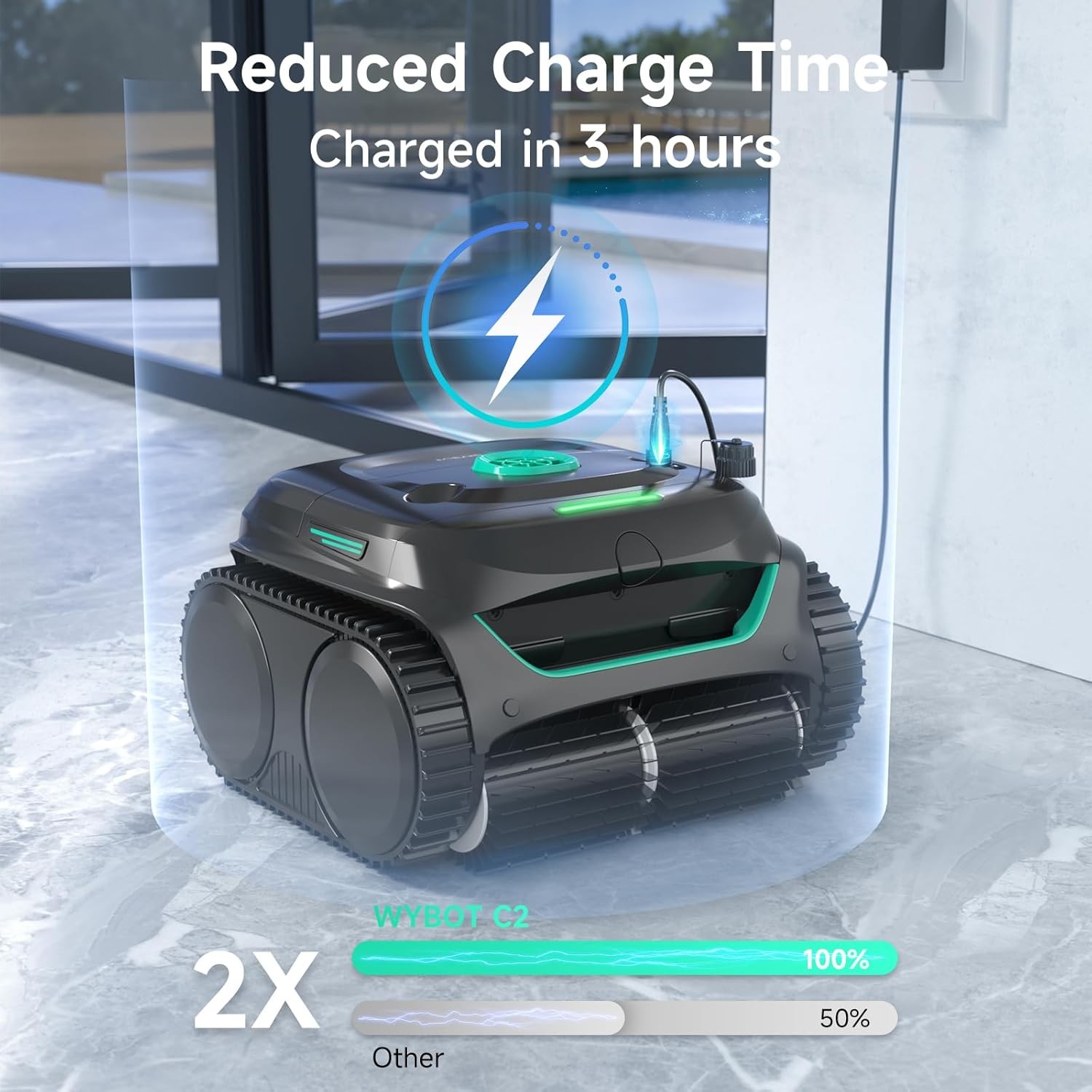 WYBOT C2 Cordless Robotic Pool Cleaner, up to 2152 Sq.ft 7 Cleaning Modes BGrade