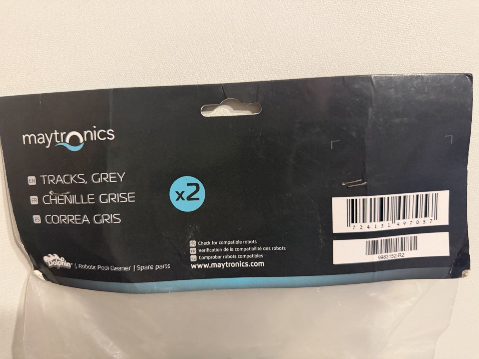Genuine Maytronics Dolphin Grey Tracks (2-Pack) – Part #9983152-R2 + Brush Fins