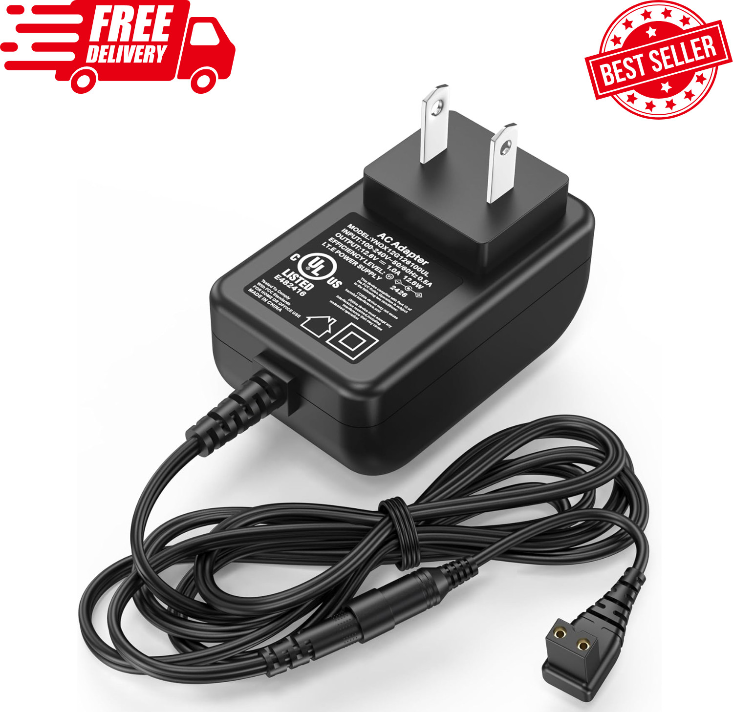 12.6V 1A Pool Vacuum Charger for Cordless Robotic Cleaners, Power Adapter