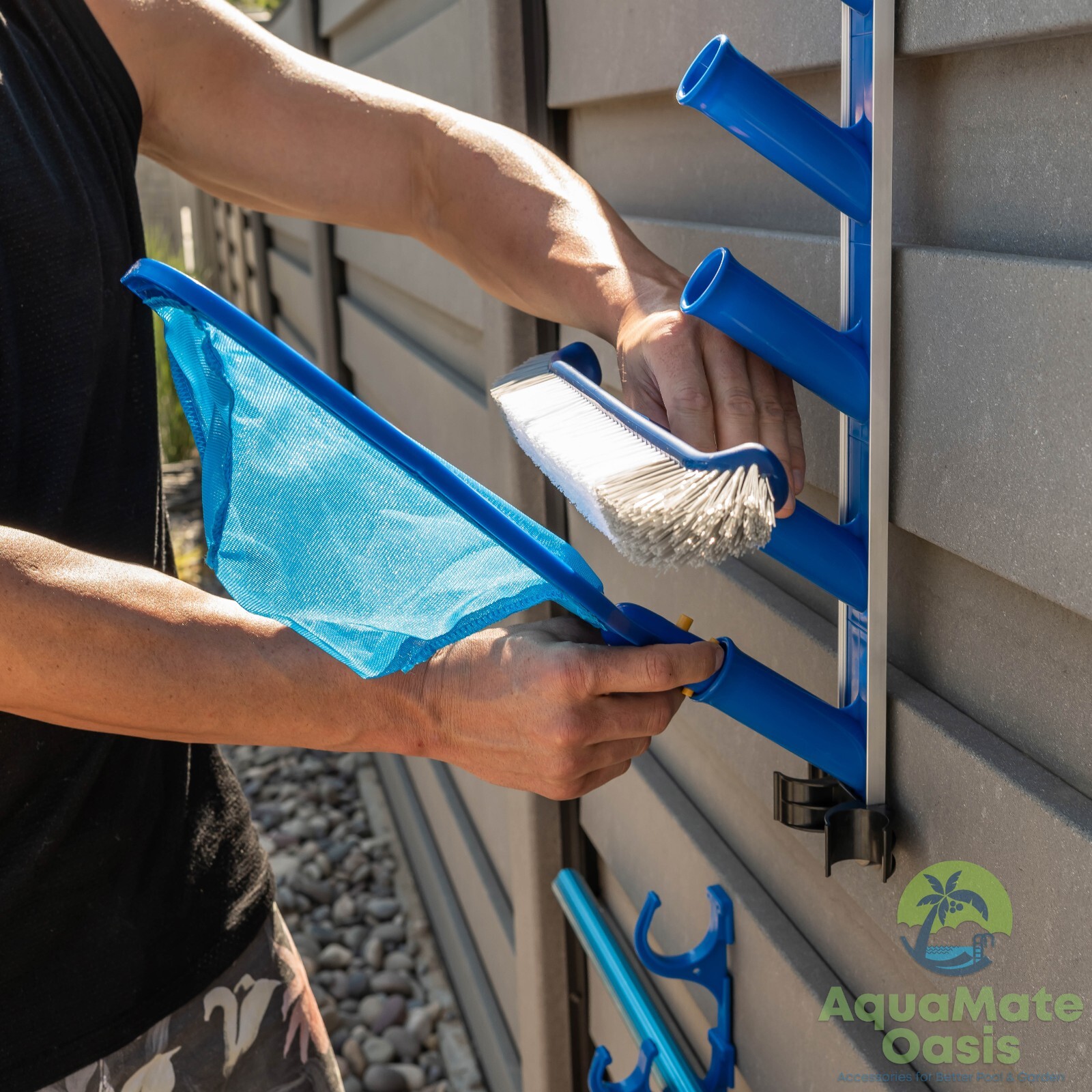 AquaMate Oasis Pool Tool Organizer, Pole Hangers, Vacuum Hose Harness