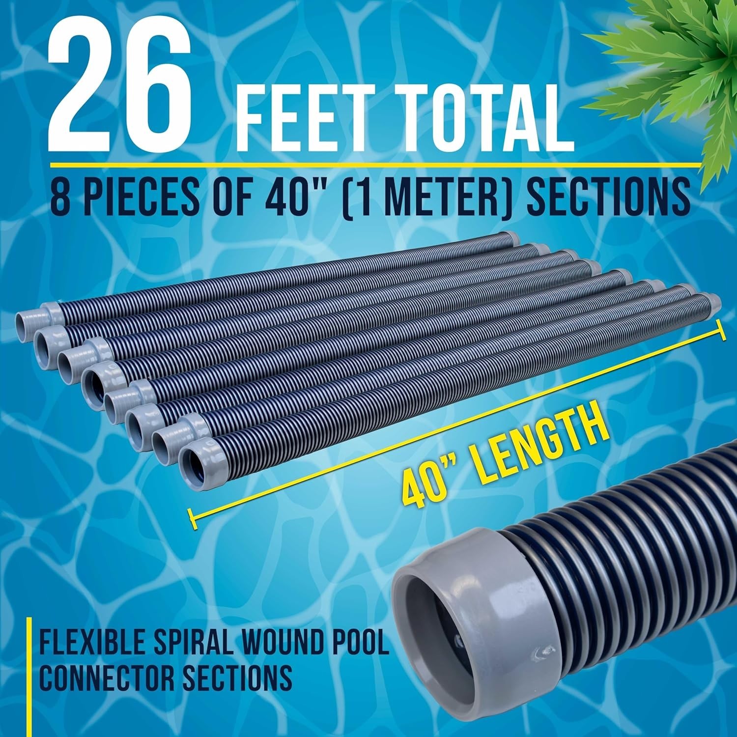 Flexible 8 Section Pool Vacuum Hose – Crush-Proof Design With Easy Installation