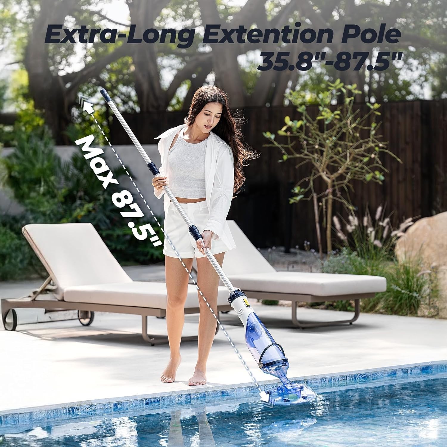 JESIMAIK Cordless Pool Vacuum, 18.5 GPM Pool Vacuum for Above Ground, 60Min Runt