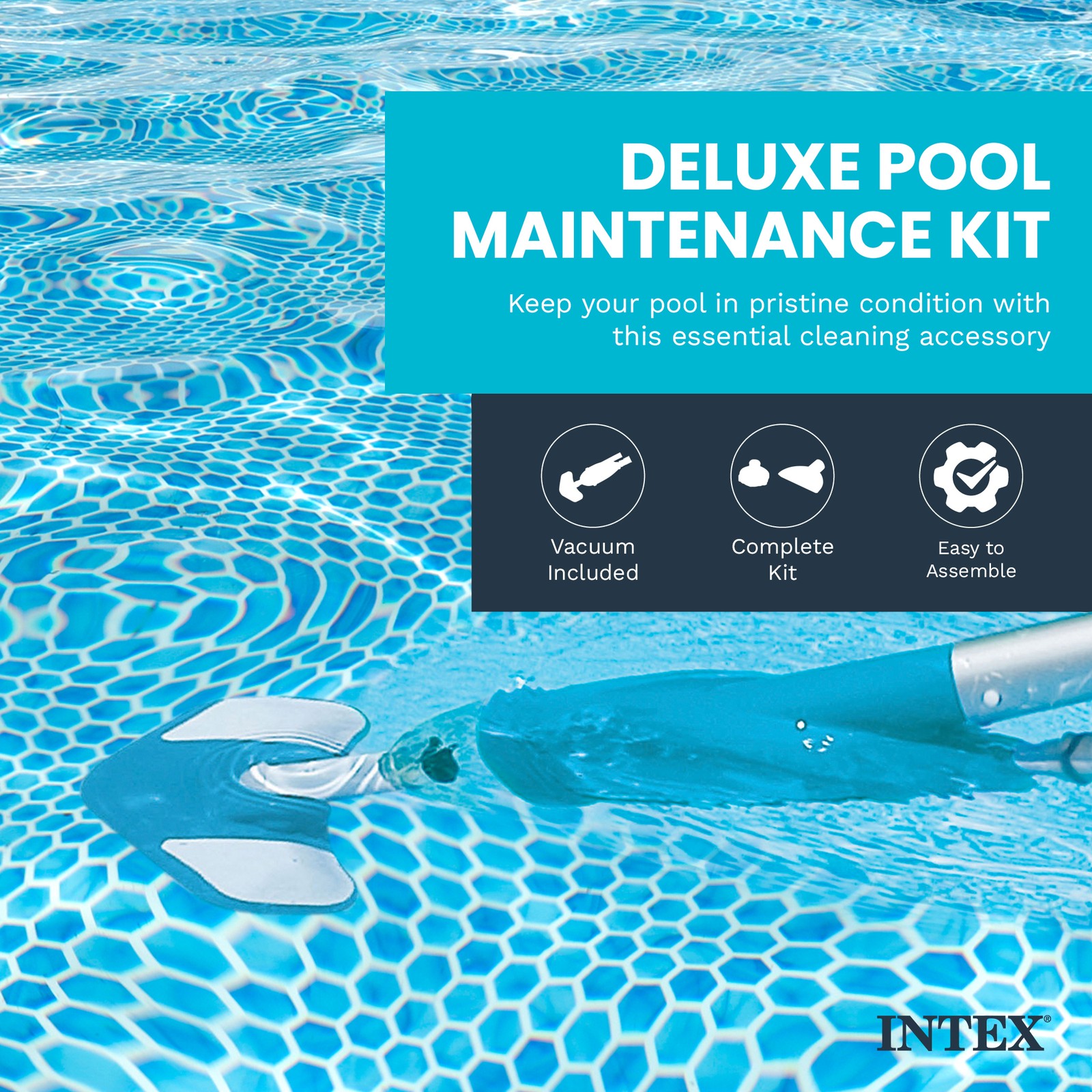 Intex Deluxe Pool Maintenance Kit w/ Vacuum for 800 GPH 28003E (Open Box)