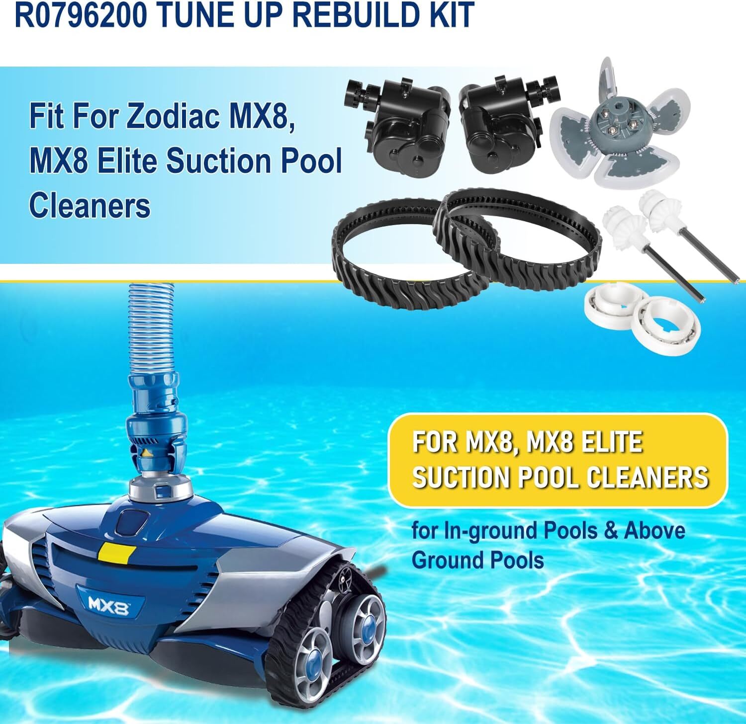 Barracuda MX8 Tune Up Rebuild Kit for Zodiac MX8 Elite MX6 Pool Cleaner R0796200
