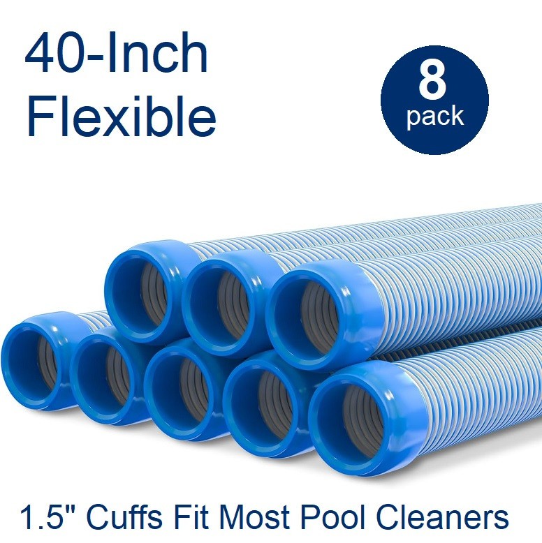 (8-Pack) 1.5″ Pool Vacuum Hoses, 26 Total Feet, for Inground Automatic Cleaners