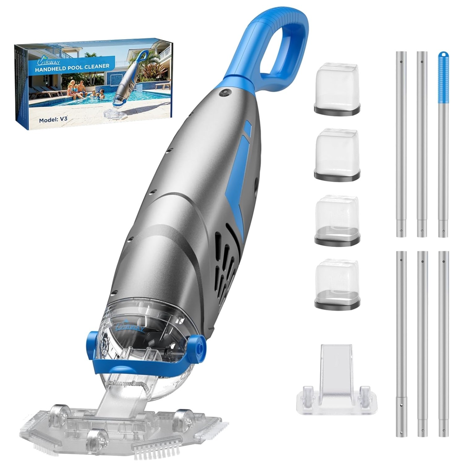 V3 Pool Vacuum for Pebbles & Algae – 118 Inch Depth Cleaning