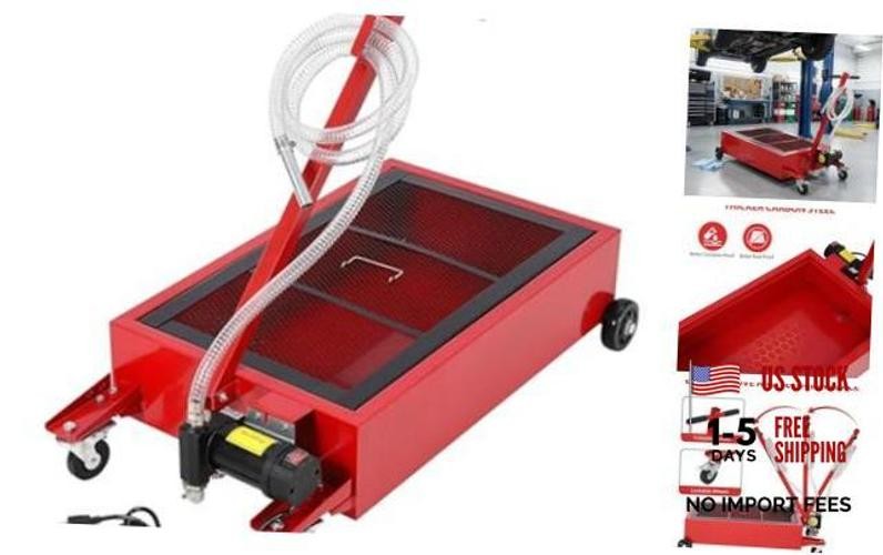 20 Gallon / 76L Low-Profile Oil Drain Tank with 110V Electric Pump — Heavy Duty