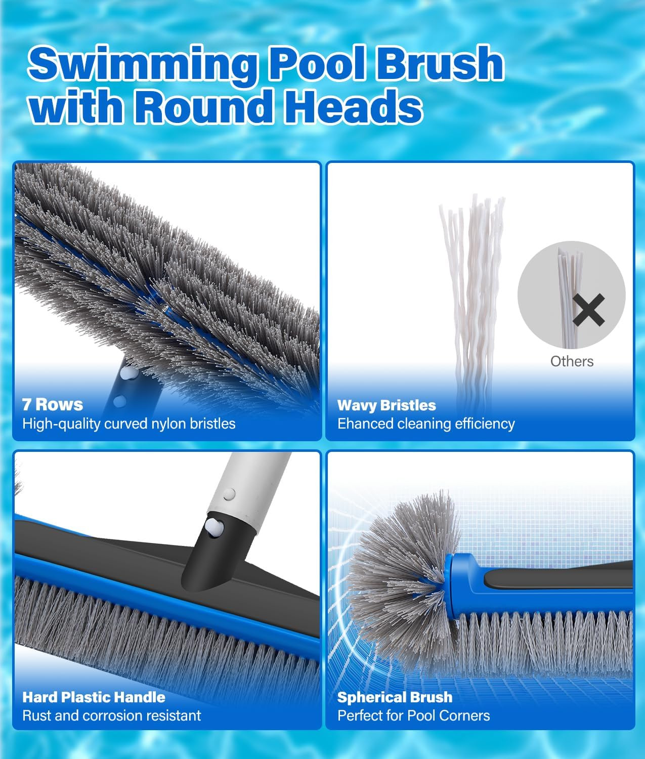 4-In-1 Deluxe Pool Cleaning Kit, Pool Cleaning Tools with 10Ft Adjustable Pole,
