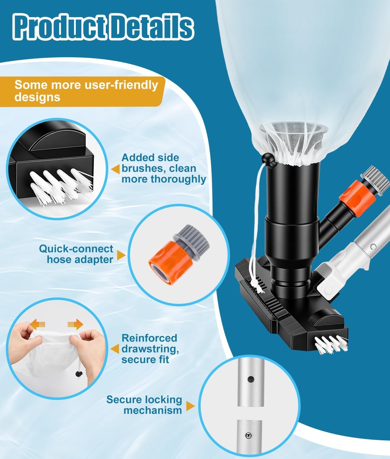 Portable Pool Vacuum Jet for Above Ground Pool, Spas, Ponds & Fountains |