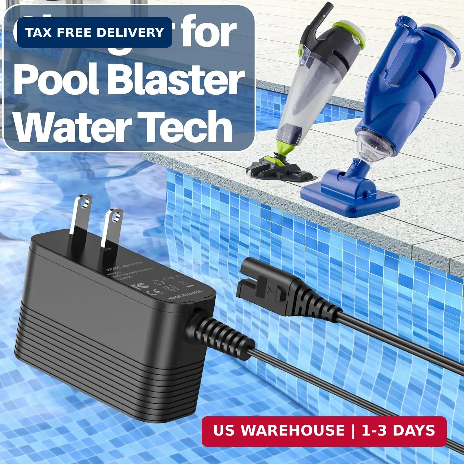 Power Cord for Pool Blaster Charger Compatible with Pool Blaster Vacuum 22151EL
