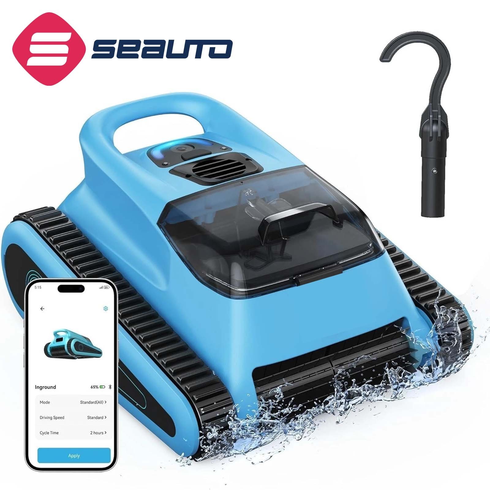SEAUTO Cordless Robotic Pool Cleaner 180Mins Floor/Wall/Waterline Cleaning