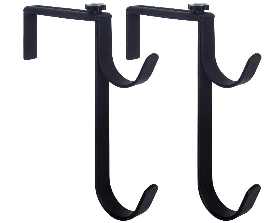 2Pcs Black Pool Pole Hangers, Adjustable Heavy Duty Swimming Pool Fence Hooks