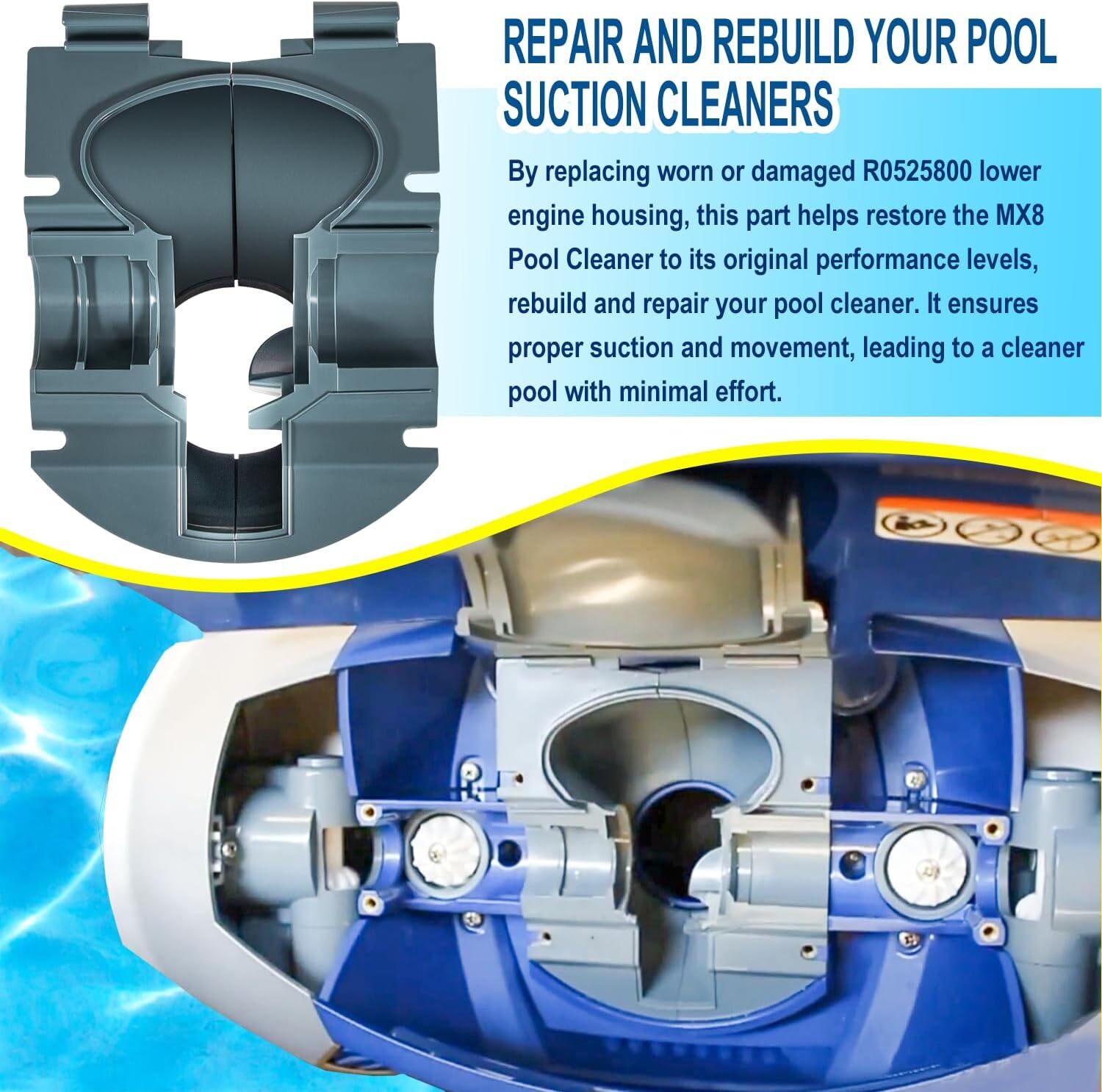 Lower Engine Housing Kit for Zodiac Baracuda MX6 MX8 MX8EL Elite Pool Cleaner
