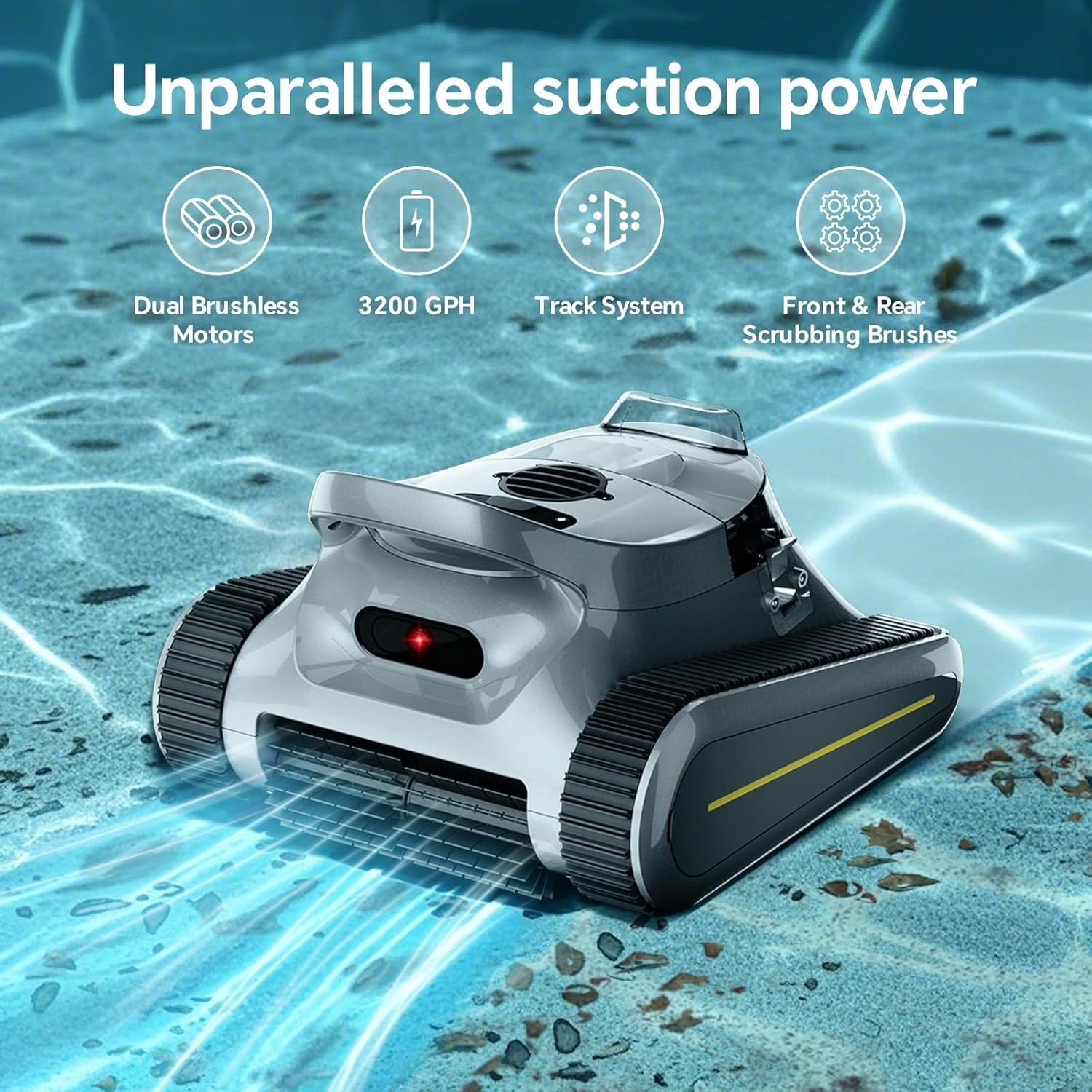 Smart Navigation PoolCleaner Wall and Waterline Cleaning Vacuum APP Control Blau