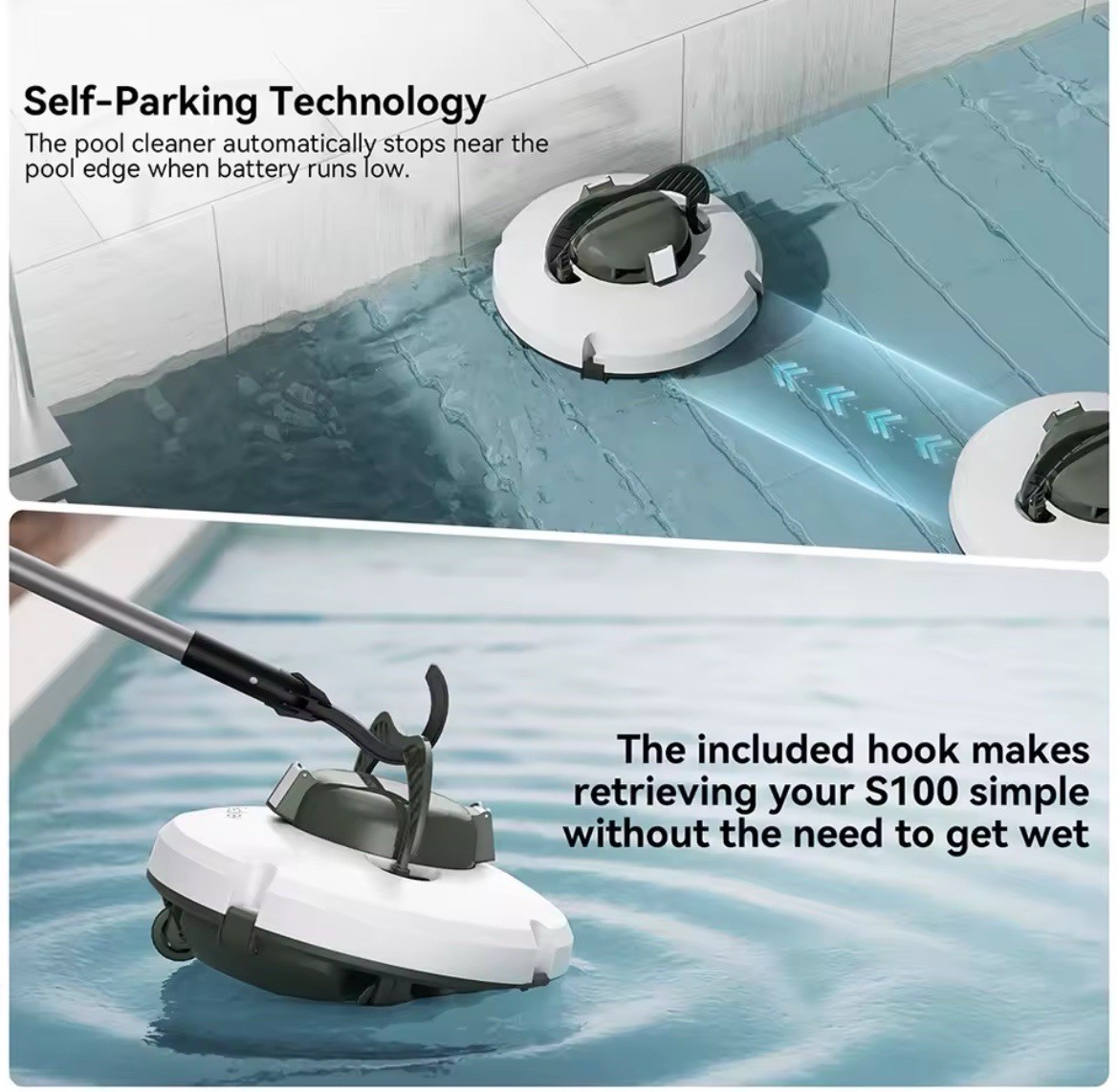 Redkey S100 Cordless Pool Vacuum Cleaner Robot – 5200 mAh, 130 Min Runtime, IPX8
