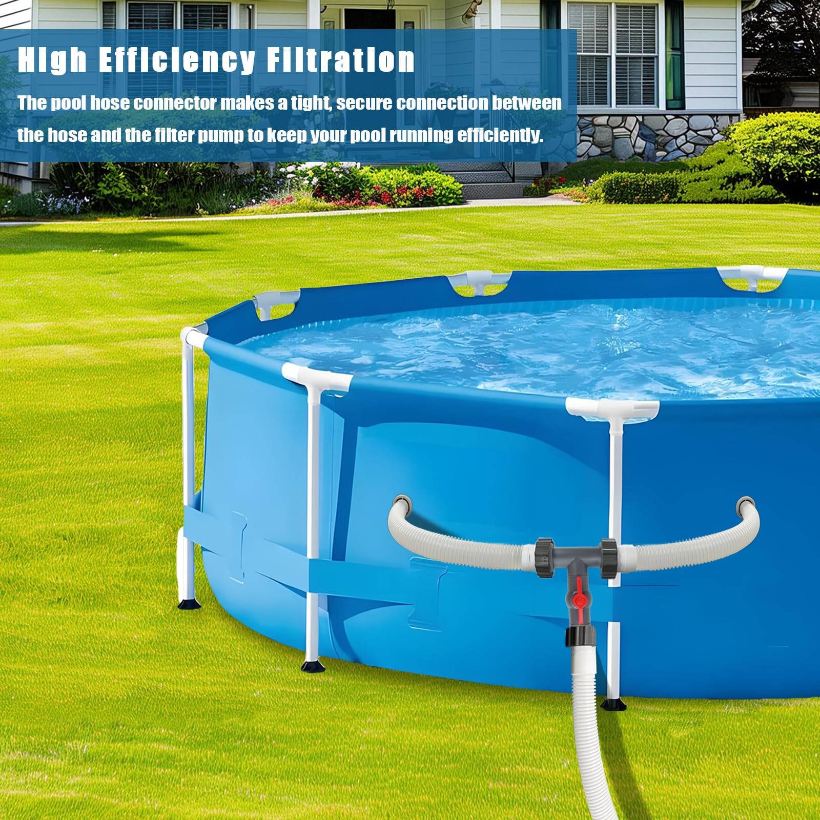 Pool Hose Tee with Valve, 1.5″ to Gray