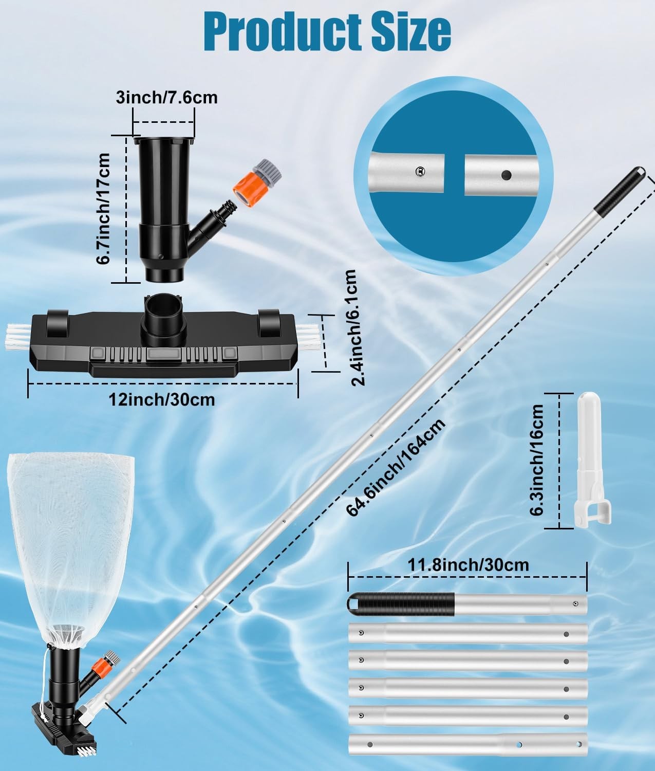 Portable Pool Vacuum Jet for Above Ground Pool, Spas, Ponds & Fountains |