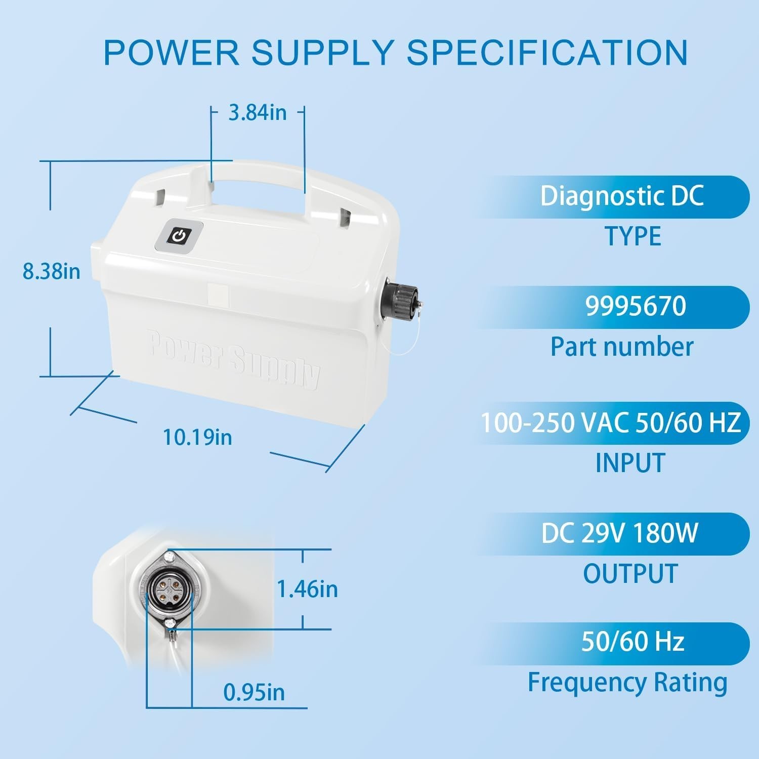 9995670-US-ASSY Dolphin 180W Power Supply Kit & 8984402LF Power Cord Replacement