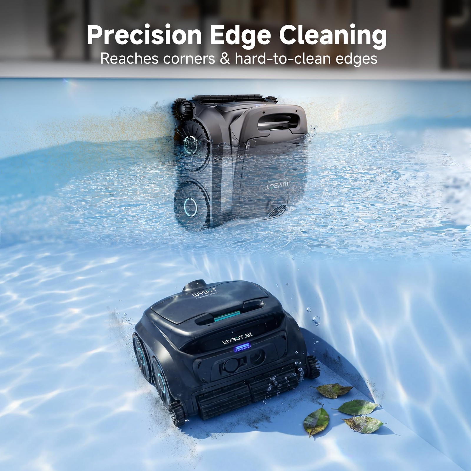WYBOT B1 Robotic Pool Cleaner Cordless Wall Waterline Cleaning 2 Hour Runtime